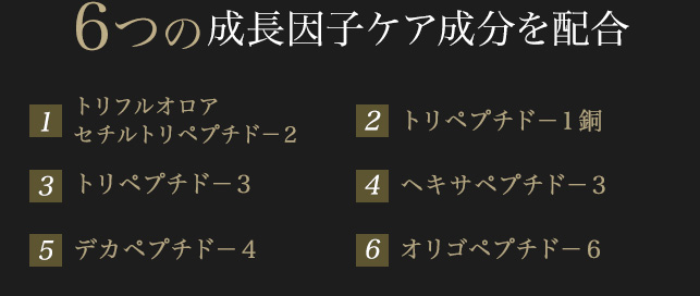 6つの成長因子ケア成分を配合